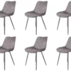 NEW YORK - Esszimmerstühle 6er Set Samt Grau, Polsterstuhl, Sitzfläche Aus Samt, Metallbeine, Esszimmerstühle, Esszimmerstuhl Aus Samt