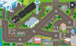 KidsGlobe Spielteppich Flughafen Teppich 72x120cm Mit Vielen LED, Inkl. Batterie