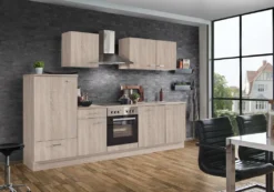 Küchenblock Mit Glaskeramikkochfeld Und Geschirrspüler Classic 280 Cm In Sonoma Eiche Nachbildung