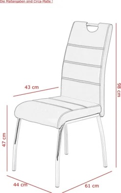 4er Set Vierfußstuhl Susi - Kunstleder Grau - Metallgestell Chrom - Bügelgriff - Belastbarkeit Ca. 120kg -Vidaxlko Verkaufe e9ef0b6291dbd206698a66367444d671