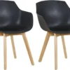 H.J WeDoo 2er Set Sessel Skandinavisch Wohnzimmerstuhl Modern Esszimmerstühle Mit Solide Buchenholz Bein, Schwarz