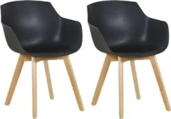 H.J WeDoo 2er Set Sessel Skandinavisch Wohnzimmerstuhl Modern Esszimmerstühle Mit Solide Buchenholz Bein, Schwarz