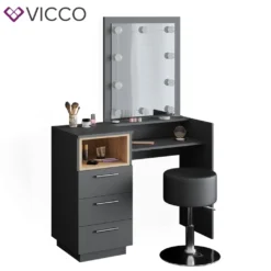 Vicco Schminktisch Frisiertisch Frisierkommode Beatrice Anthrazit LED Hocker Set -Vidaxlko Verkaufe ea32433ed0025aba5373a0789ac45ccd