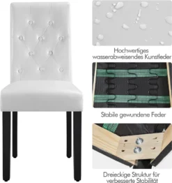 Yaheetech Esszimmerstühle 2er Set Küchenstuhl Polsterstuhl Mit Hoher Rückenlehne, Beine Aus Massivholz, Gepolsterte Sitzfläche Aus Kunstleder Weiß -Vidaxlko Verkaufe eaa34cb2a47b67d54347266e77c8280b