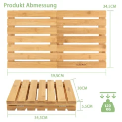 COSTWAY Faltbare Badematte Bambus Rutschfeste Duschmatte Tragbar Bodenmatte Für Badezimmer Spa Schwimmen & Pool 59,5x34,5cm -Vidaxlko Verkaufe eada848aa0e7e2a3a1c03578456d6628