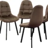 Esszimmerstühle - Esstischstühle In Farb- Und Setvariationen - Pflegeleichte Küchenstühle In Samt- Und Lederoptik - Vielseitig Einsetzbare Esstischstühle Mit Abgesteppter Vorderseite, Farbe:Samt - Taupe, Menge:4 St.
