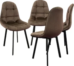 Esszimmerstühle - Esstischstühle In Farb- Und Setvariationen - Pflegeleichte Küchenstühle In Samt- Und Lederoptik - Vielseitig Einsetzbare Esstischstühle Mit Abgesteppter Vorderseite, Farbe:Samt - Taupe, Menge:4 St.