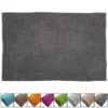 Chenille Badematte 50 X 80 Cm In Grau Badteppich Aus Microfaser - Mit Rutschfester Rückseite - Welness Badeteppich / Duschvorleger