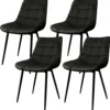 4er Set Esszimmerstühle Polsterstuhl Mit Rückenlehne, Bis 120 Kg Belastbar,Metallbeine,Schwarz
