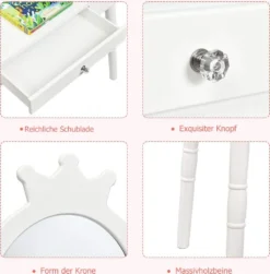 COSTWAY Kinder Schminktisch Frisiertisch Mit Hocker, Schublade Und Abnehmbarem Spiegel Holz 70x34x100cm 6 COSTWAY Kinder Schminktisch Frisiertisch Mit Hocker, Schublade Und Abnehmbarem Spiegel Holz 70x34x100cm -Vidaxlko Verkaufe ef818a5a8965a240a2f77a6234c564f7