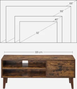 VASAGLE TV Lowboard,TV-Schrank, Fernsehschrank Für Fernseher Bis Zu 55 Zoll, Fernsehtisch, Für Wohnzimmer, Industrie-Design, Vintagebraun LTV120T01 -Vidaxlko Verkaufe f0642f8456afde7549128ac5a43b2c11