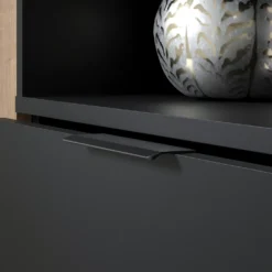 TV-Lowboard "Kendo" In Eiche Tabak Und Schwarz Matt Flat-TV Unterschrank Groß, 227 X 47 Cm -Vidaxlko Verkaufe f0c321042568c162d9dc00a5d412497c