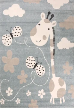 Kinderteppiche Giraffe Mit Schmetterling Und Blumen | Kinderteppich Für Mädchen Und Jungs | Teppich Für Kinderzimmer Blau | Kinderzimmerteppiche , Maße:120x170 Cm -Vidaxlko Verkaufe f0c55010443192cea0b725770e4fea04