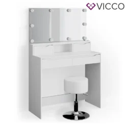 Vicco Schminktisch + Hocker + LED Ruben Weiß 100 X 150 X 42 Cm Holzwerkstoff