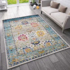 Teppich Wohnzimmer Kurzflor Designer Teppich Creme Neu, Maße:120x170 Cm