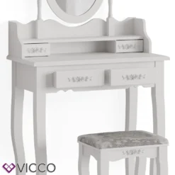 Vicco Schminktisch + Hocker Meghan Weiß 75 X 146,5 X 40 Cm Holzwerkstoff -Vidaxlko Verkaufe f3e49305e26ad7a9256a7a665fb992d9