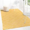 In- & Outdoor-Teppich Modern Flachflor Modernes Design, Farbe:Gitter-Gelb, Größen:100 X 200 Cm