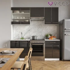 Vicco Küchenzeile Fame-Line Weiß Anthrazit Hochglanz 200 Cm Holzwerkstoff -Vidaxlko Verkaufe f5be26fb4b0ba3ac2496b6b7947f7dba