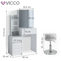 Vicco Schminktisch Frisiertisch Schminkkommode Conrada + Hocker Frisierkommode -Vidaxlko Verkaufe f69d8ba79d24fb518cac897def8db079