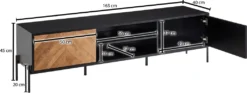 Lowboard Holz Schwarz / Eiche-Dekor 163x45x40 Cm TV-Kommode Mit Zwei Türen | Design TV-Schrank Hoch | Fernsehtisch Fernsehschrank Modern | Fernsehkommode Wohnzimmer -Vidaxlko Verkaufe f6a24ce084133a4310f60008b7387929
