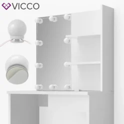 Vicco Schminktisch Dekos Kosmetiktisch Frisierkommode Frisiertisch Spiegel Weiß Inklusive LED-Lichterkette -Vidaxlko Verkaufe f890fa3d5ed815bc5e820e54e129a7c4