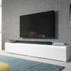 Furnix TV-Kommode BARGO 200cm TV-Schrank Mit LED-Beleuchtung Weiß-Weiß Glänzend