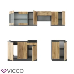 Vicco Küchenzeile J-Shape Raul Anthrazit Goldkraft 240 Cm Holzwerkstoff -Vidaxlko Verkaufe f99006083875b97edcbef2893ea81dbb