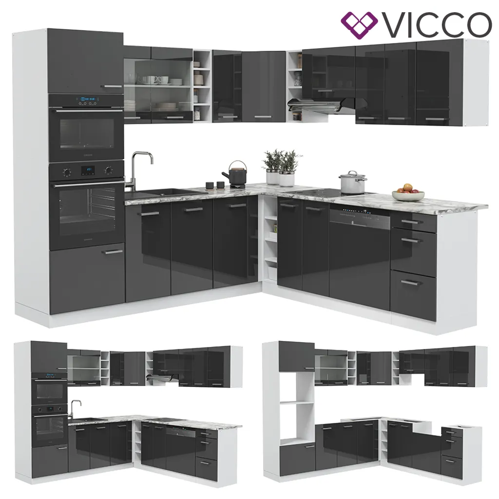 Vicco Eckküchenzeile R-Line Ecke Weiß Anthrazit Hochglanz 247 X 237 Cm Holzwerkstoff 7 Vicco Eckküchenzeile R-Line Ecke Weiß Anthrazit Hochglanz 247 X 237 Cm Holzwerkstoff – Bild 7