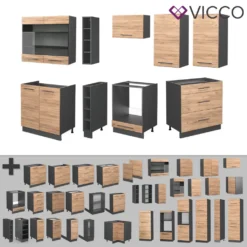 Vicco Küchenzeile Fame-Line Anthrazit Goldkraft 235 Cm Holzwerkstoff -Vidaxlko Verkaufe fbacc73570877f3b4b9b1c0b6c36d597