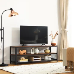 VASAGLE TV-Lowboard TV-Schrank Mit Metallrahmen 140 X 40 X 52 Cm Mit 2 Ablagen Fernsehtisch Vintage LTV50BX