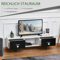 HOMCOM Fernsehtisch Fernsehschrank Mit Schubladen Regale Für 60'' Fernseher TV-Board Wohnzimmer Schlafzimmer Spanplatte Metallbeine Weiß 140 X 30 X 42 Cm 12 HOMCOM Fernsehtisch Fernsehschrank Mit Schubladen Regale Für 60'' Fernseher TV-Board Wohnzimmer Schlafzimmer Spanplatte Metallbeine Weiß 140 X 30 X 42 Cm -Vidaxlko Verkaufe fcd4ef3c10e7cab2591d1e0c2e754d0a