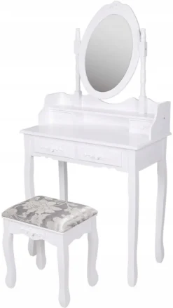 Italform Schminktisch Mit Hocker Und Drehbaren Spiegel Weiß 4 Schubladen 75 X 147 X 40cm -Vidaxlko Verkaufe fcdd59679e17ac0d3907b52cd429e33f