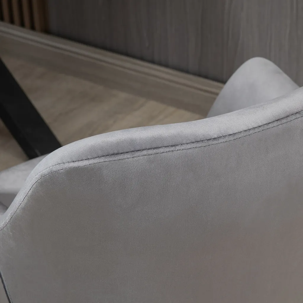 HOMCOM Esszimmerstuhl, Loungesessel Mit Armlehne, Akzentsessel Mit Samt-Optik, Max. 120 Kg Belastbar, Für Wohnzimmer, Schlafzimmer, Dunkelgrau 8 HOMCOM Esszimmerstuhl, Loungesessel Mit Armlehne, Akzentsessel Mit Samt-Optik, Max. 120 Kg Belastbar, Für Wohnzimmer, Schlafzimmer, Dunkelgrau – Bild 8