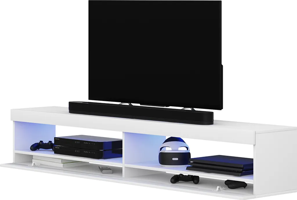 Selsey – TV-Lowboard VIANSOLA Hängend/stehend In Weiß Mit Hochglanzfronten Und LED-Beleuchtung, 140 Cm 4 Selsey – TV-Lowboard VIANSOLA Hängend/stehend In Weiß Mit Hochglanzfronten Und LED-Beleuchtung, 140 Cm – Bild 4