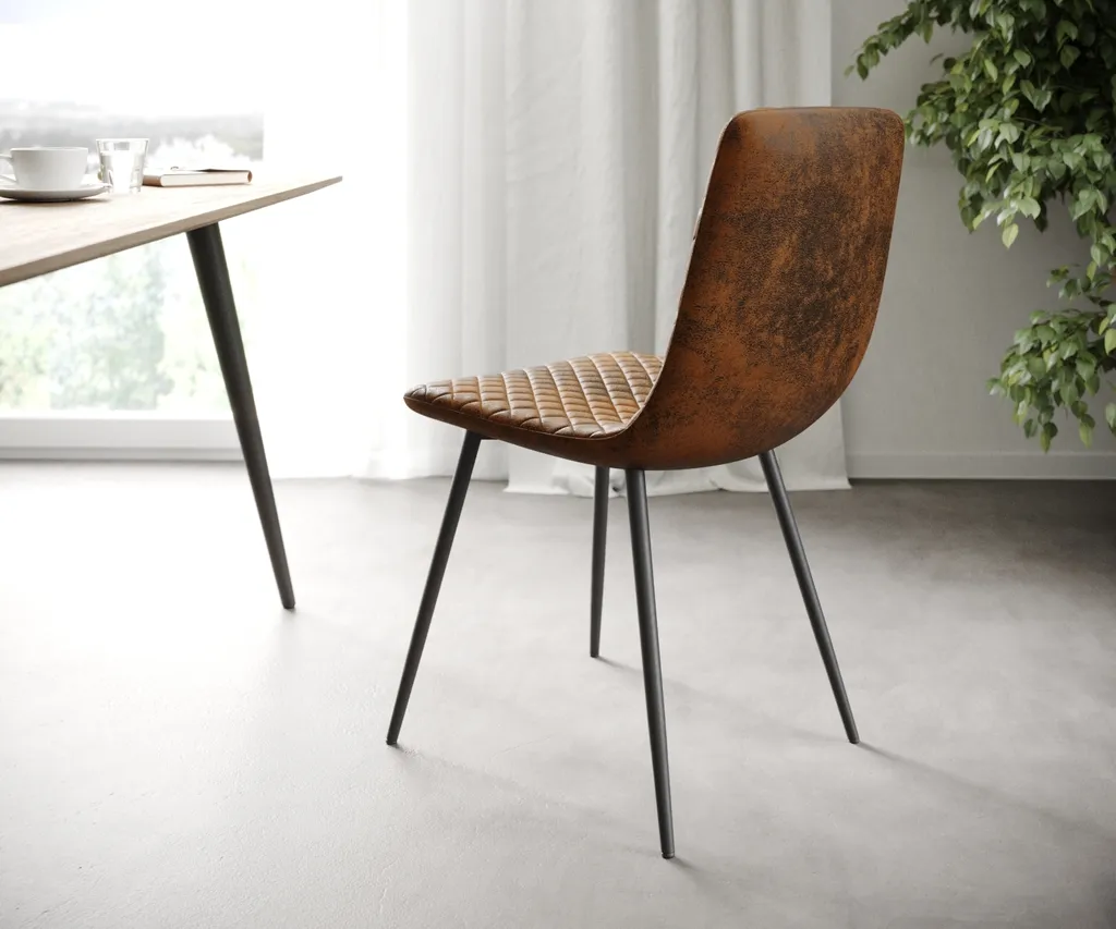 DELIFE 4-er-Set-Esszimmerstuhl Novi-Adesso Braun Vintage 4-Fuß Konisch 2 DELIFE 4-er-Set-Esszimmerstuhl Novi-Adesso Braun Vintage 4-Fuß Konisch – Bild 2